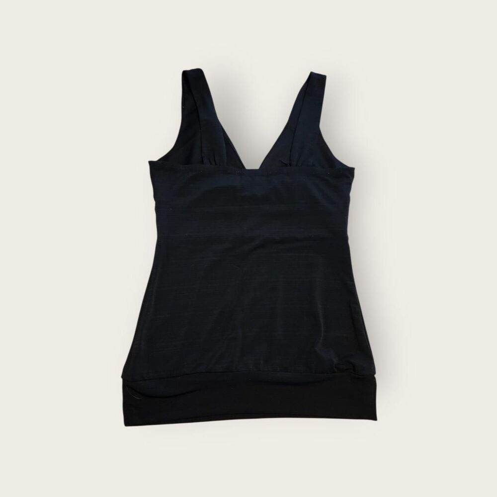 Vintage Y2k early 2000s XOXO black empire waist floral accent v-neck tank top - Picture 2 of 4
